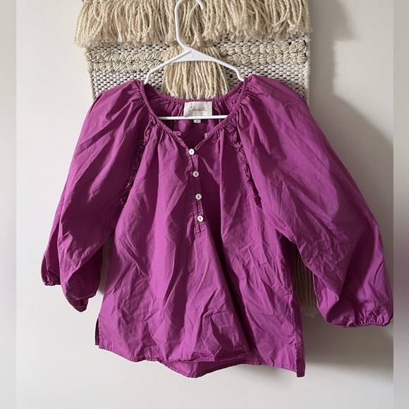 Cleobella Jess Blouse in Azalea Puff Sleeve Pink Ruffle Top Size Medium - Picture 2 of 4